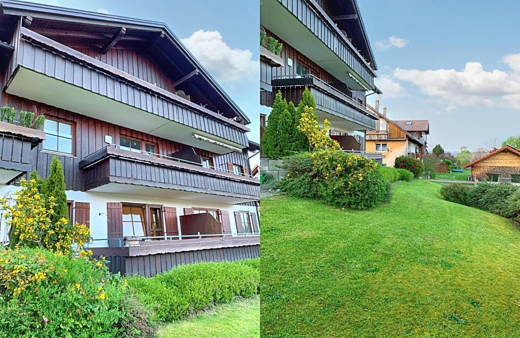 Lindners Hideaways - Bergnest Lodge - Bergblick Fewo 6 Pers Balkon Garten Hund Ski Unterkunft Luftkurort Oberreute Naehe Buchenegger Wasserfaelle Eistobel Bodensee Dış mekan fotoğraf